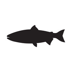 salmon silhouette., Vector illustration. salmon silhouette in line art style. Fish vector by hand drawing. Fish tattoo on white background .Black and white fish vector on white background