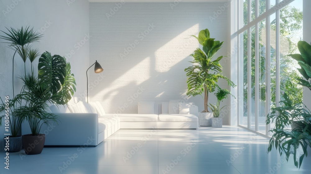 Poster Clean white background with subtle gradient, soft shadows, realistic and very refined appearance