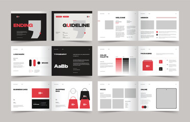 Landscape Brand Guideline Presentation Layout, Minimalist Luxury Brand Guide Template, Brochure Template