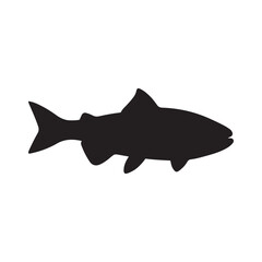 salmon silhouette., Vector illustration. salmon silhouette in line art style. Fish vector by hand drawing. Fish tattoo on white background .Black and white fish vector on white background