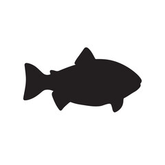 salmon silhouette., Vector illustration. salmon silhouette in line art style. Fish vector by hand drawing. Fish tattoo on white background .Black and white fish vector on white background