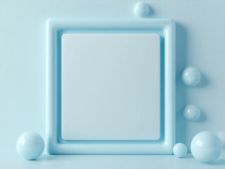 Cute cartoon frame icon, blue frame with rounded corners and pastel background inside the frame. 
