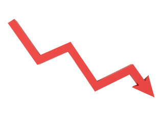 Red downward arrow, isolated, png