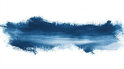 Abstract blue brushstroke on white isolated background.
