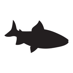 salmon silhouette., Vector illustration. salmon silhouette in line art style. Fish vector by hand drawing. Fish tattoo on white background .Black and white fish vector on white background