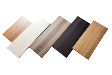 Female buyer using a mobile phone to check information while holding a laminate flooring sample isolated on white background