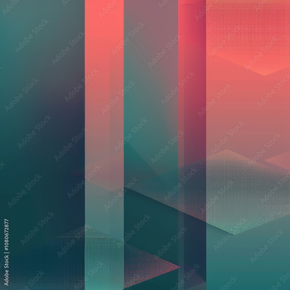 Poster Vibrant abstract geometric background featuring gradient colors and overlapping shapes, perfect for modern design projects.