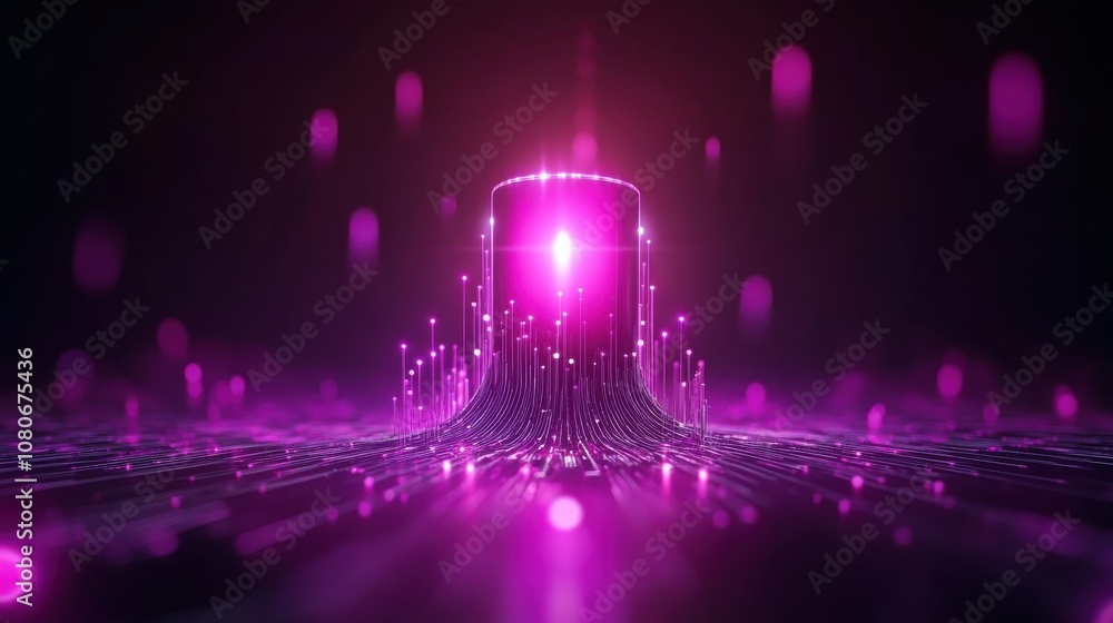 Aufkleber a vibrant, glowing purple abstract scene with sparkling particles creating a mystical, energy-like a