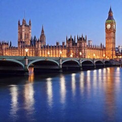 Fototapeta premium big ben and houses of parliament at night, london, england