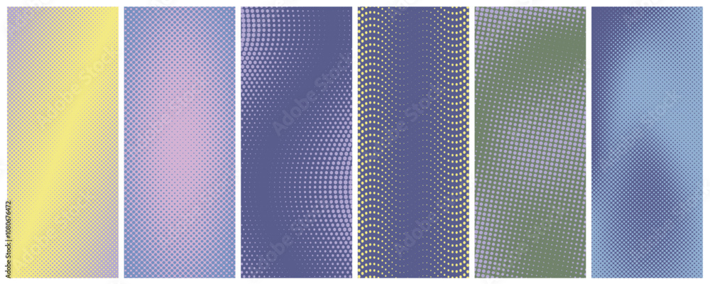 Aufkleber Abstract dot gradient halftone pattern illustration Halftone dots pattern. Dotted mosaic, sport textile texture and row holes grid vector background patterns set