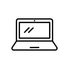 A minimalist design of an open laptop showcasing a sleek screen and keyboard, perfect for illustrating technology and remote work in a modern workspace setup