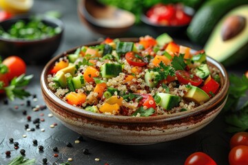 Quinoa Salad with Avocado, Cucumber, and Cherry Tomatoes