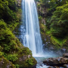 Obraz premium Majestic waterfall cascading into a pool 