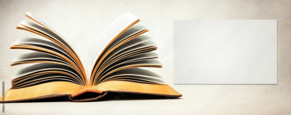 Poster an open book with blank space beside it for notes or ideas.
