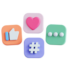 3D Social Media Icons Illustration