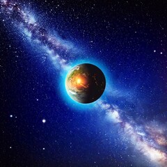 Obraz premium The last remnants of a once-thriving planet, now consumed by an endless, cosmic void.