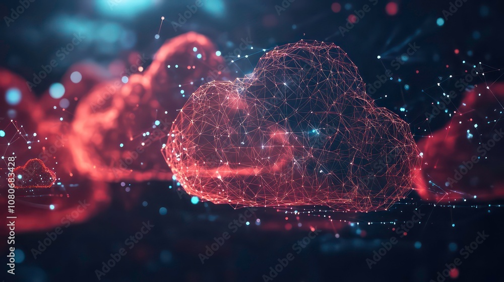 Leinwandbilder futuristic network of cloud computing and blockchain technology - a vibrant 3d polygonal illustratio