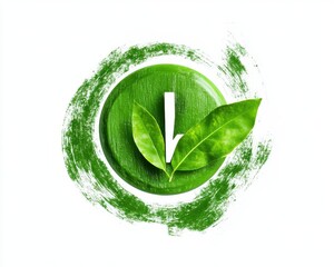 Obraz premium Green leaves in a circular eco-friendly design, white isolate background.