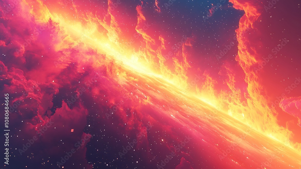 Poster mesmerizing technicolor nebula in celestial space