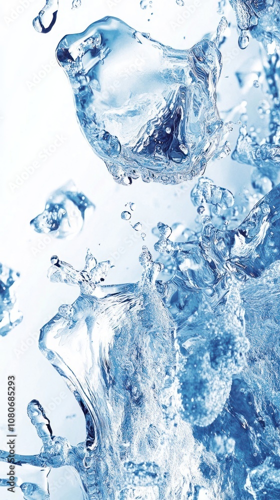 Aufkleber close-up of water splashes creating dynamic movement and texture.