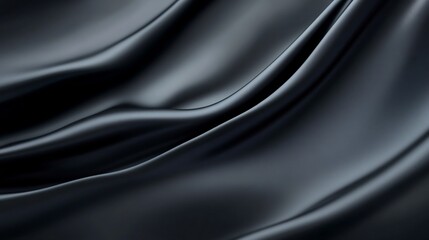 Abstract textured black satin fabric layout for product display with soft lighting and shadow details