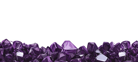 Fototapeta premium Seamless Horizontal purple amethyst Gems boarder isolated on transparent background