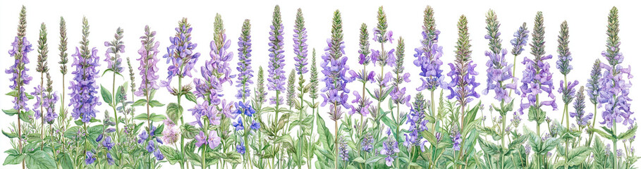 Fototapeta premium Border of lupines, wild flowers