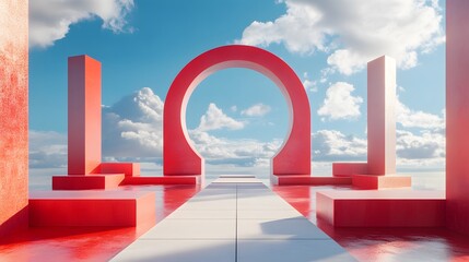 E-commerce promotional architectural space scene