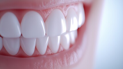 Fototapeta premium Close-up of a bright smile showcasing healthy white teeth against a soft background.