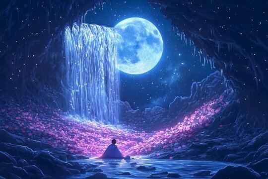 Enchanting Night Camping Adventure in a Fantasy Landscape