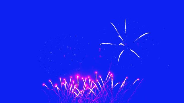 Spectacular abstract fireworks display at a festival celebrating New Year 2025 and Independence Day showcasing vibrant colors