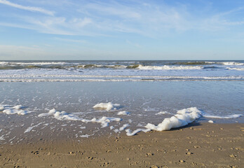 View on the North Sea from a beach in the Netherlands.