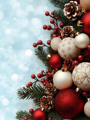 Joyful Christmas ornaments with red and gold decorations, perfect for holiday spirit