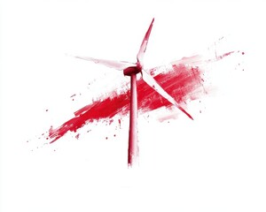 Wind turbine, artistic representation on white isolate background.