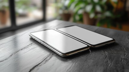 Smartphone Mockup Template with Blank Screens for Branding and App Presentation