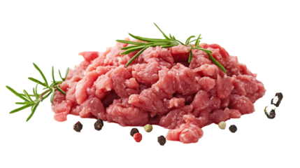 raw minced beef meat isolated on white background 