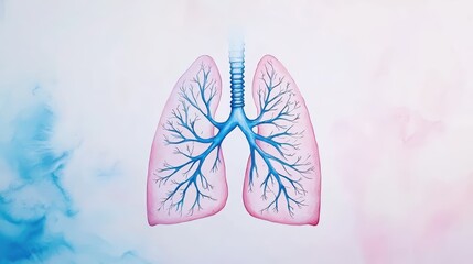 Illustration of human lungs showing bronchial tree on a soft colored background.