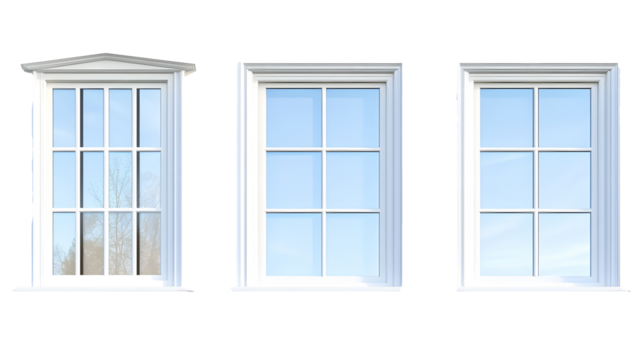 Real modern windows set on a transparent background. isolated background.