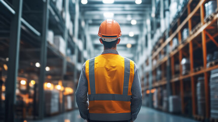 A worker managing logistics at the retail warehouse. Concept of logistics industry.