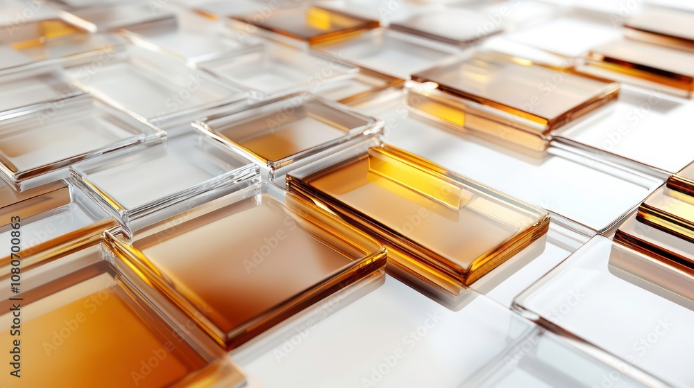 Aufkleber abstract background of glass blocks in shades of amber and white.