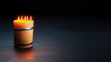 A high-resolution 3D illustration featuring an oil barrel alongside a candlestick chart on a striking black backdrop