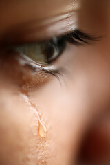 Macro view of an eye with tears