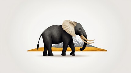 A stylized illustration of an elephant standing on a geometric background, showcasing wildlife art and modern design.