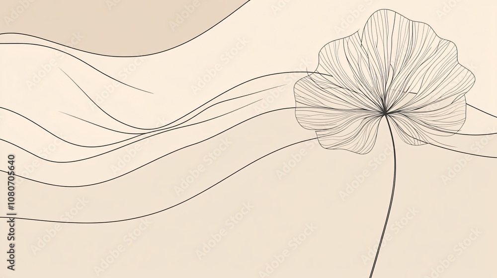 Poster black and white sketch of a lone dandelion seed gently drifting in the air, using soft lines and min
