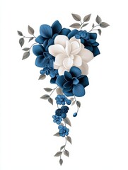 Beautiful floral arrangement featuring blue and white flowers, perfect for decorative or artistic purposes.