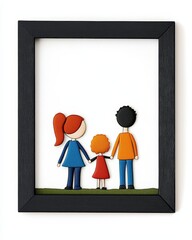 Colorful family illustration in a frame, depicting love and togetherness, perfect for home decor or family-related themes.