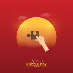 National Puzzle Day. Puzzle Day creative ads design for social media design, January 29. Important day