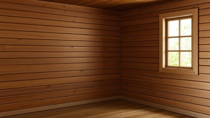 Cozy Rustic Wooden Room with Natural Light: Perfect for Home Decor, Cabin Living, or Relaxation Spaces