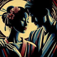 Obraz premium Design of a Japanese man and woman