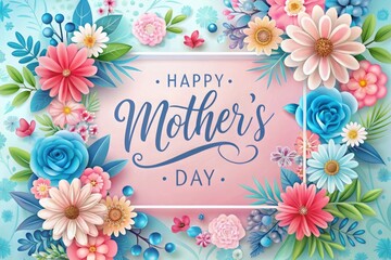a colorful card with flowers and the words happy mothers day on it